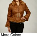 Last Kiss Women's Faux-fur Belted Bomber Jacket