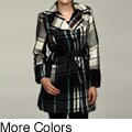 Last Kiss Women's Plaid Notched Collar Belted Coat