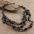 Nickel-plated and Black Agate Triple Strand Beaded Necklace (India)