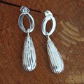 Sterling Silver Textured Teardrop Dangle Earrings (Mexico)
