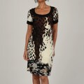 Tiana B Women's 3/4 Sleeve Scoop Neck Animal Printed Dress