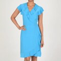Tiana B Women's Turquoise Ruffled Wrap Dress