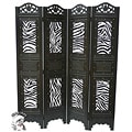 Phat Tommy Zebra Pattern 4-panel Wood Room Divider Screen