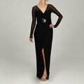 Vicky Tiel Women's Sheer Sleeve Banded Waist Gown