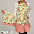Waverly May Medley Aquamarine Hostess Apron and Twill Kitchen Towels