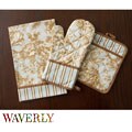 Waverly Tea Rose Toile Kitchen Towel, Oven Mitt and Pot Holder