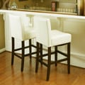 Cream Leather Bar Stools (Set of 2)