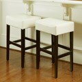 Cream Leather Backless Bar Stools (Set of 2)