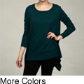 Joseph A Women's Shark Bite Hem Pleated Top