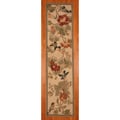 Asian Hand-tufted Beige/ Green Floral Bird Wool Rug (2'8 x 10')