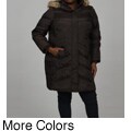 London Fog Women's Plus Size Faux-fur Trim Coat