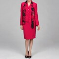 Evan Picone Women's Magenta 3-button Skirt Suit
