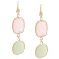 Rivka Friedman Gold Overlay Rose Quartz and Jade Earrings