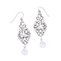 Sterling Silver Pearl and Crystal Swirl Earrings (4 mm)(Israel)