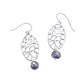 Sterling Silver Pearl Leaf Earrings (10 mm)(Israel)