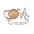 Sterling Silver and Freswhater Pearl Squiggle Ring (Israel)