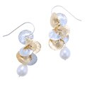Sterling Silver Goldtone Pearl Disc Earrings (Israel)