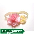 Bow Clippeez 2 Envy Ivory/ Light Pink Boutique Double Flower Headband