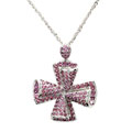 Sterling Silver Rhodolite Cross Necklace