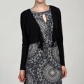 London Times Women's Black Long-sleeve Tie Shrug