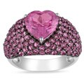 Sterling Silver Created Pink Sapphire Heart Ring