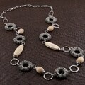 Nickel-plated and Wood Rings Beaded Necklace (India)