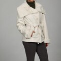 Jones New York Women's Bone Faux-fur Rabbit Coat FINAL SALE