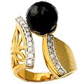 18k Gold Vermeil Silver Onyx and 1/3ct TDW Diamond Ring (H-I, I2)