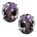 Gems For You 14k Gold Oval Amethyst Stud Earrings