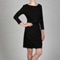 Jessica Howard Women's Asymmetrical Pleat Belted Sheath Dress