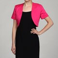 Jessica Howard Women's Plus Size Fuschia Short-Sleeved Bolero Jacket FINAL SALE