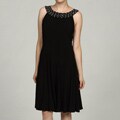 Jessica Howard Women's Black Beaded Neck Dress