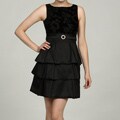 Jessica Howard Women's Petite Sleevelss Belted Tiered Dress