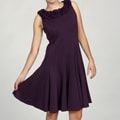 Jessica Howard Women's Petite Ruffled Neck Multi-seamed Pintuck Dress