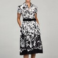 Jessica Howard Women's Petite Black/White Belted Dress