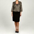 Jessica Howard Women's Plus Size Black/ Champagne 2-piece Jacket Dress