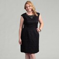 Jessica Howard Women's Plus Size Navy Cap-Sleeve Beaded Dress