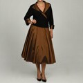 Jessica Howard Women's Plus Size Wing Collar Ruche Waist Dress