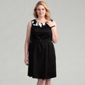 Jessica Howard Women's Plus Size Belted Wrap Trimmed Neckline Dress