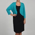 Jessica Howard Women's Plus Turquoise 3/4-Sleeve Sweater