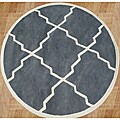 Alliyah Handmade Bluish-Grey New Zealand Blend Wool Rug (6' Round)