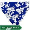 Ruff Stuff USA Aloha Blue and White Hibiscus Flowers Dog Collar Bandana