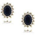 Gem Jolie Gold over Silver Sapphire and White Topaz Oval Earrings