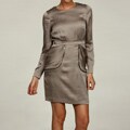 Miss Sixty Taupe Studded Shoulder Pocket Dress