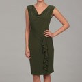 Evan Picone Women's Spanish Olive Ruffle Dress