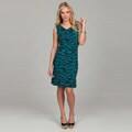 Evan Picone Women's Teal Printed Cowl Neck Dress