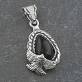 Sterling Silver 'Flying Bird' Black Onyx Pendant (Thailand)
