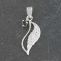 Sterling Silver 'Angel Wing' Black Cubic Zirconia Pendant (Thailand)