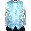 Ferrecci Men's Turquoise Paisley Printed Four-Piece Vest Set