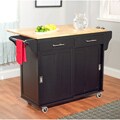 Wooden Drop Leaf and Sliding Doors Kitchen Cart